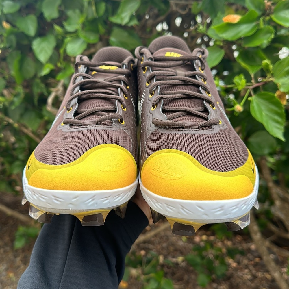 Nike Mens Alpha Huarache Elite 3 MCS Brown Yellow Baseball Cleats Size 12 - Picture 2 of 8